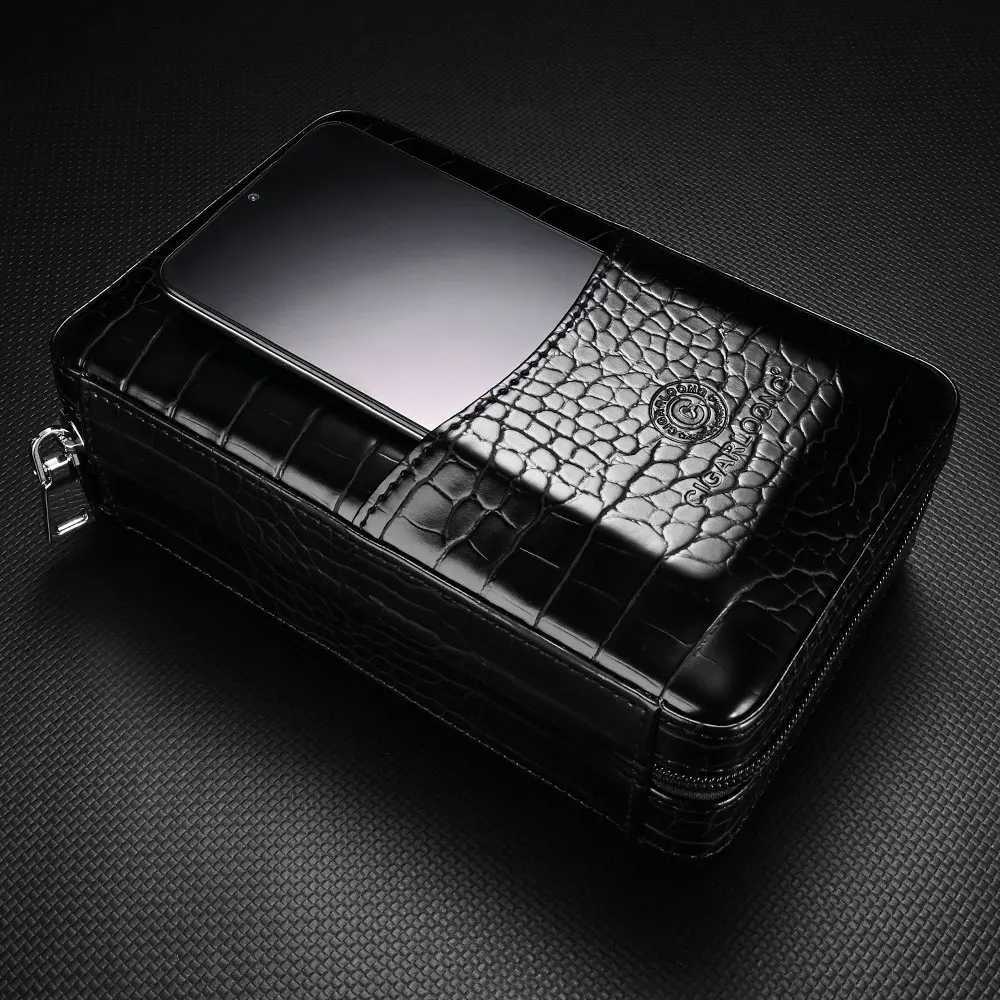 Portable Cigar Case Cow Leather Cedar Wood Smoking Set Cigar Humidor Lighter Cigar Cutter Moisturize Multifunction Gift BoxC250322