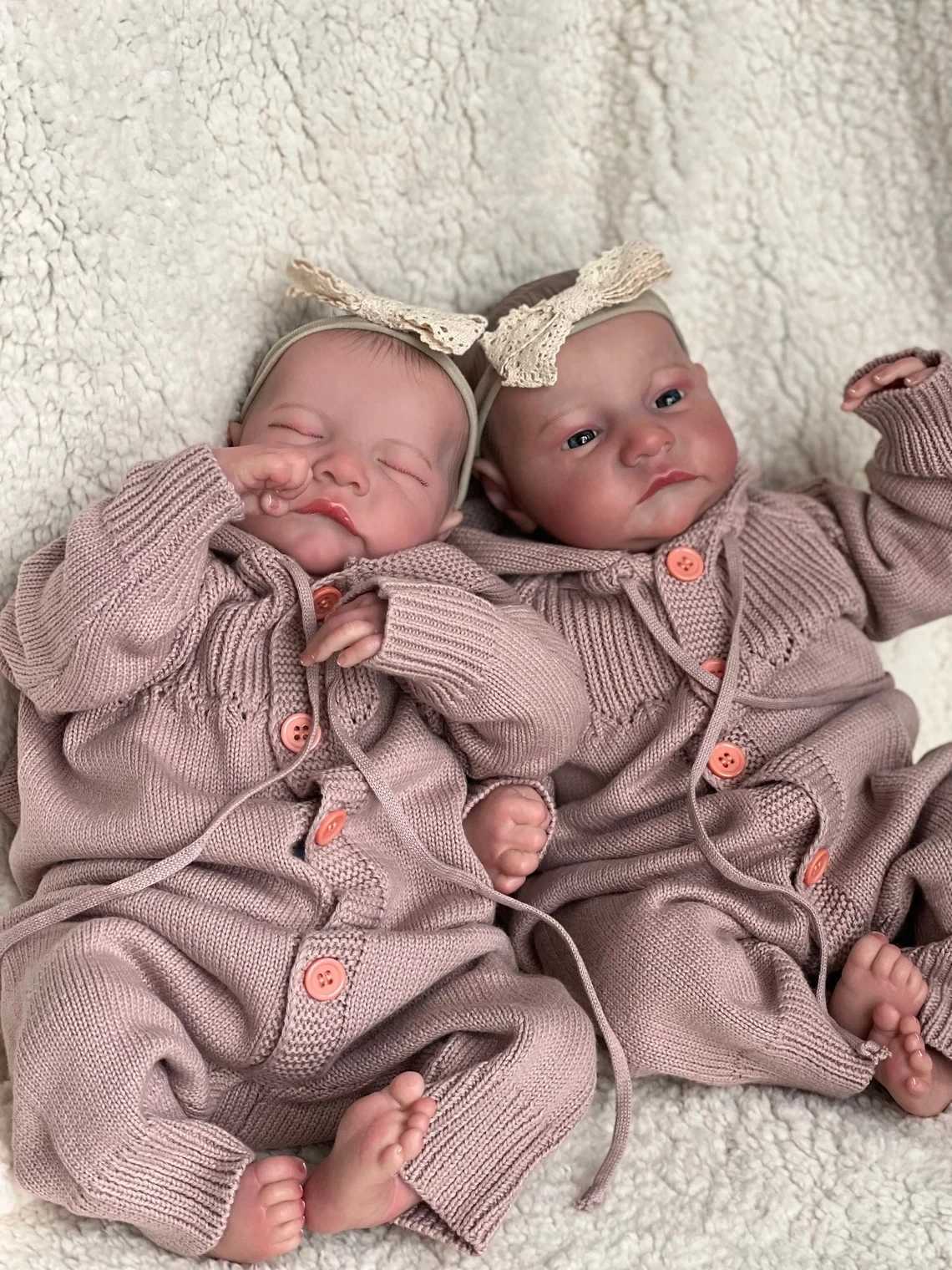 The 19 inch all silicone body has been painted as a regenerated baby doll twin Levi ake Sleeping baby doll 3D skin with visible veinsXJ250322