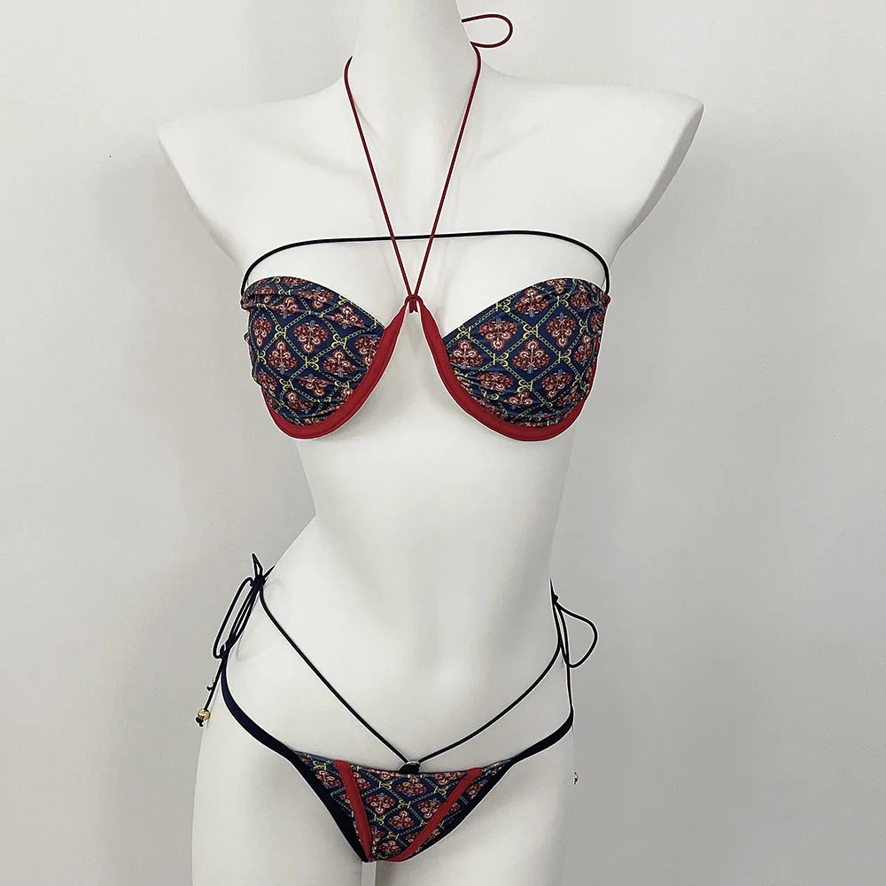 Bikini Set Print Floral 2025 Selling Bathing Suit Summer Sexy Bikini Casual Bathing Suit Women Fashion Micro Bikini Lace 250317