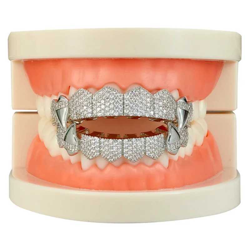 Hip Hop Full CZ Stones Teeth Grillz Cs Cubic Zircon d Out Micro Pave Mens and Womens Jewelry Charm GrillXJ250322
