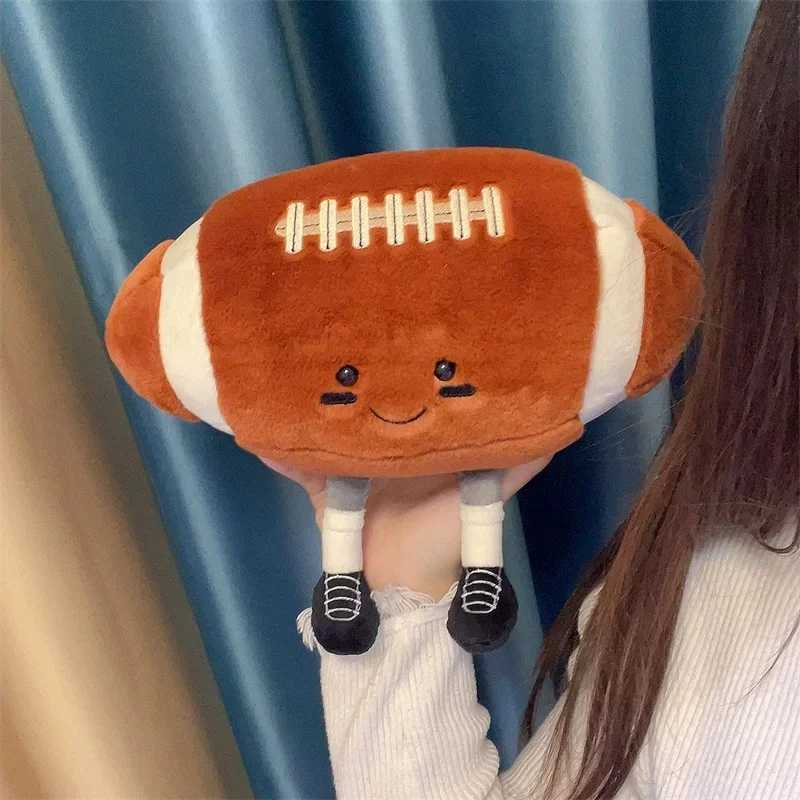 18CM Kawaii Rugby Plush Toys Cute Holiday Series Stuffed Creative Ball Dolls With legs Pillow Rugby Player Home Decoration Gift X250322