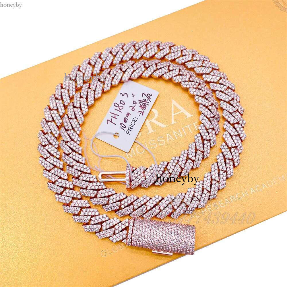 Pass Tester 10mm Width S Hip Hop Necklace Vvs Moissanite Dia Iced Out Cuban k