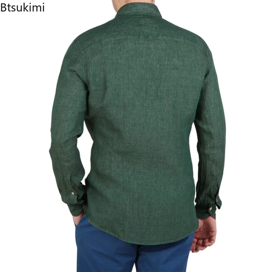 Fashion Streetwear Mens Summer Comfy Cotton Linen Casual Suit Long-sleeved Shirt and Shorts Two-pieces Men Vacation Outfit 250318