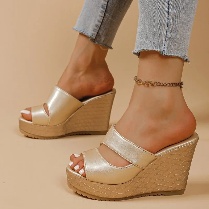 Womens Wedge Platform Slippers Summer Sexy High Heel Sandals Fashion Open Toe Beach Shoes for Women Zapatos De Mujer 250321