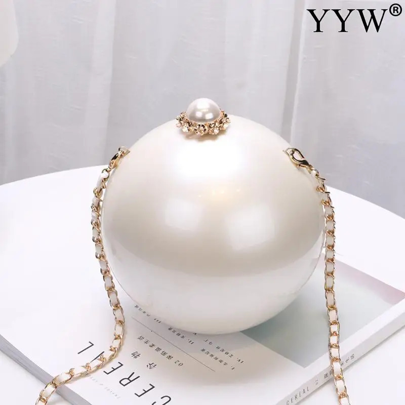 Women Round Ball Bag Evening Bag Pearl Exquisite Fashion Lacquer Beige For Ladies Party Wedding Crossbody Bag 250320