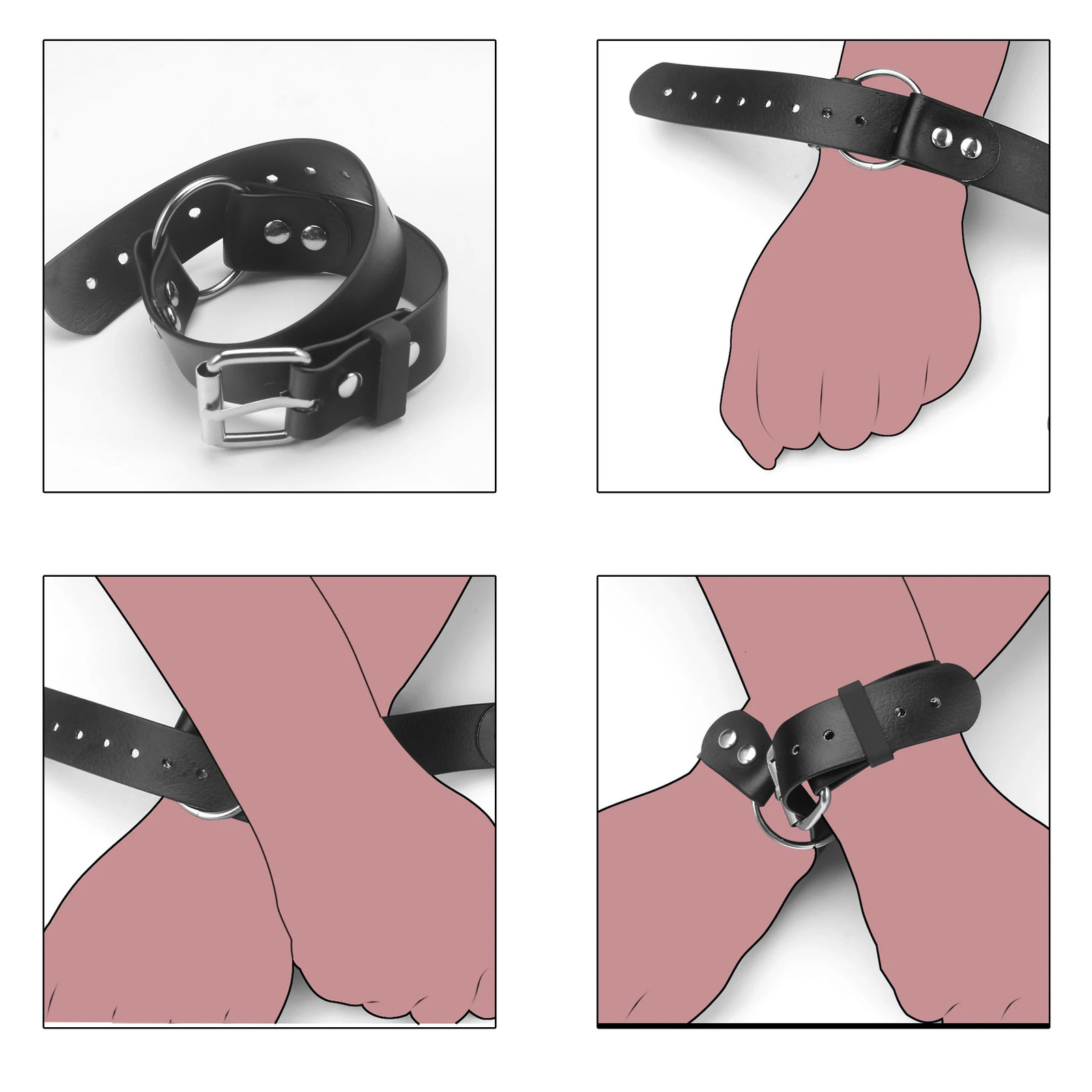 2025 PU Leather Handcuffs Adjustable Accessories Bondage Products Couple Erotic Sex Products 250322
