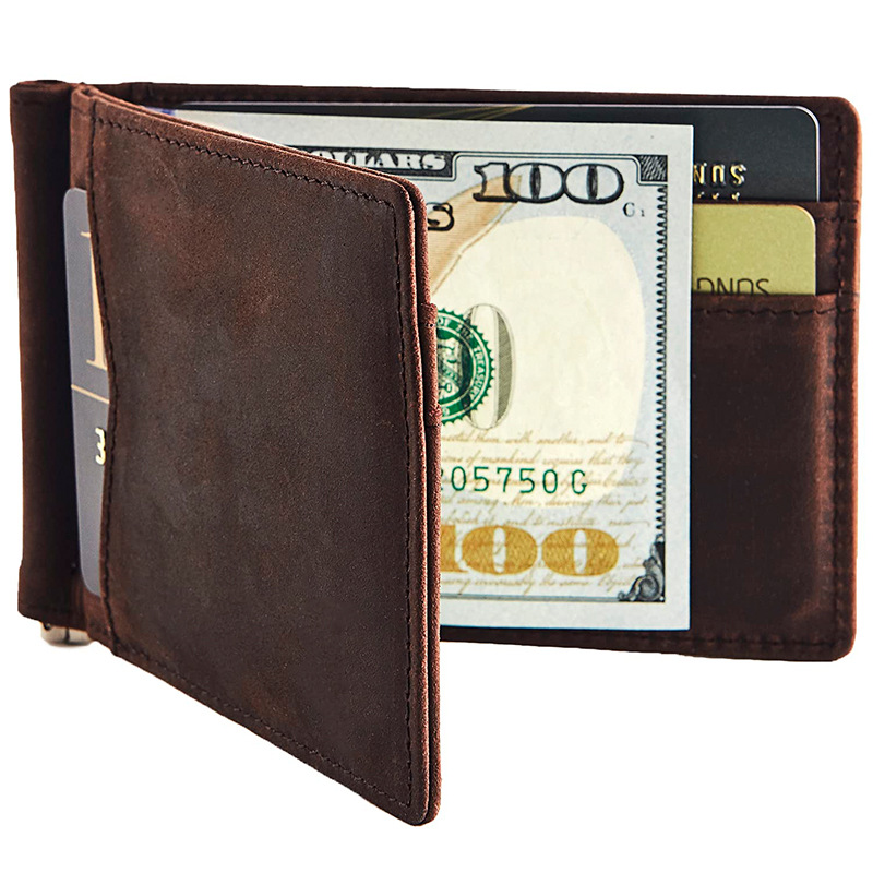 Classic Brush Finish Retro Leather Wallet for Men RFID Protected and Thin Profile