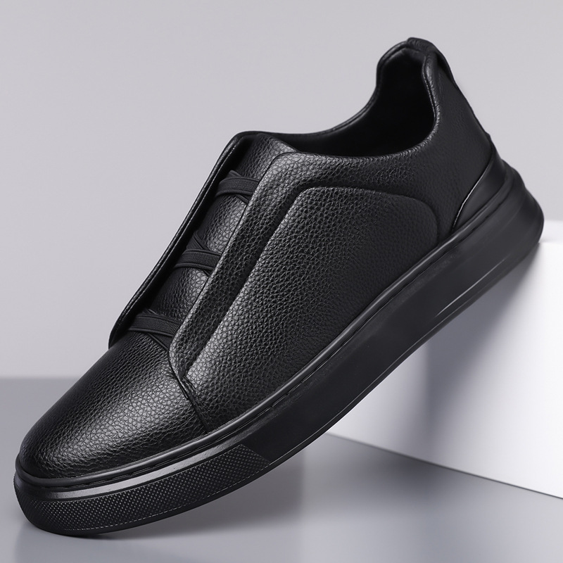 British new men's leather shoes bean shoes a slip-on set feet lazy shoes soft sole soft short casual