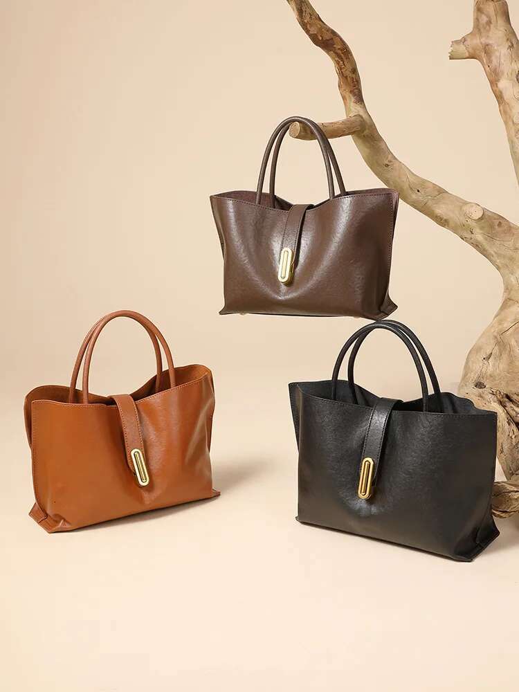 Cowhide Genuine Leather Handbags Women Vintage Shoulder Female Bucket Bag High Quality 2025 Crossbody Bag