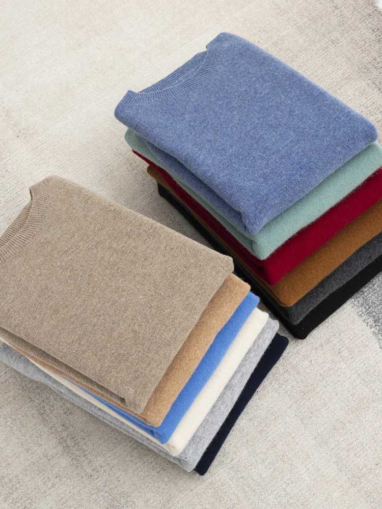 New Summer Autumn Mens 00% Merino Wool Pullover O-Neck Short Sleeve Jumper Cashmere Sweater Soft Casual Tops T Shirt 2 Color W250322