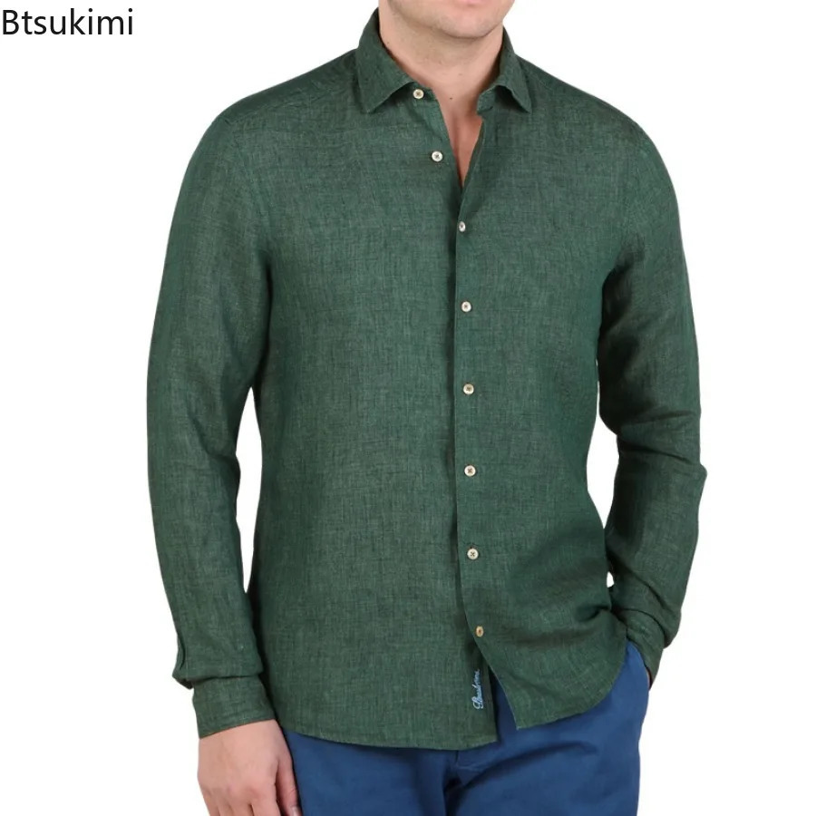 Fashion Streetwear Mens Summer Comfy Cotton Linen Casual Suit Long-sleeved Shirt and Shorts Two-pieces Men Vacation Outfit 250318