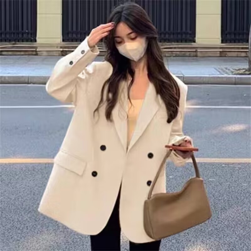 H3201Stylish Women's Petite Suit Jacket - Comfortable Loose Design for Spring and Autumn Seasons