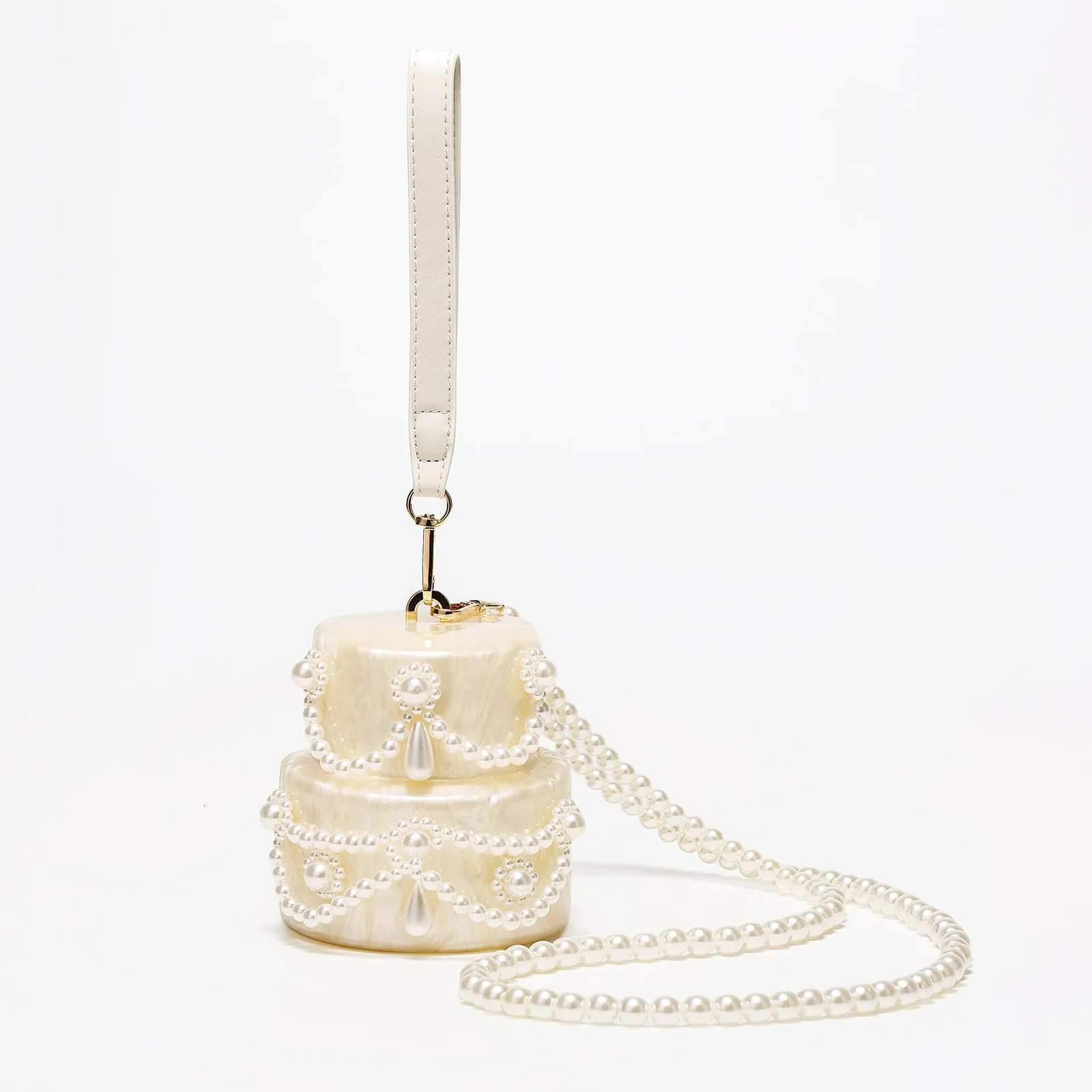 Fashion Acrylic Egg Bag Pearl Chain Womens Shoulder Cross Bag Love Cake Bow Party Clutch Wallet 250320