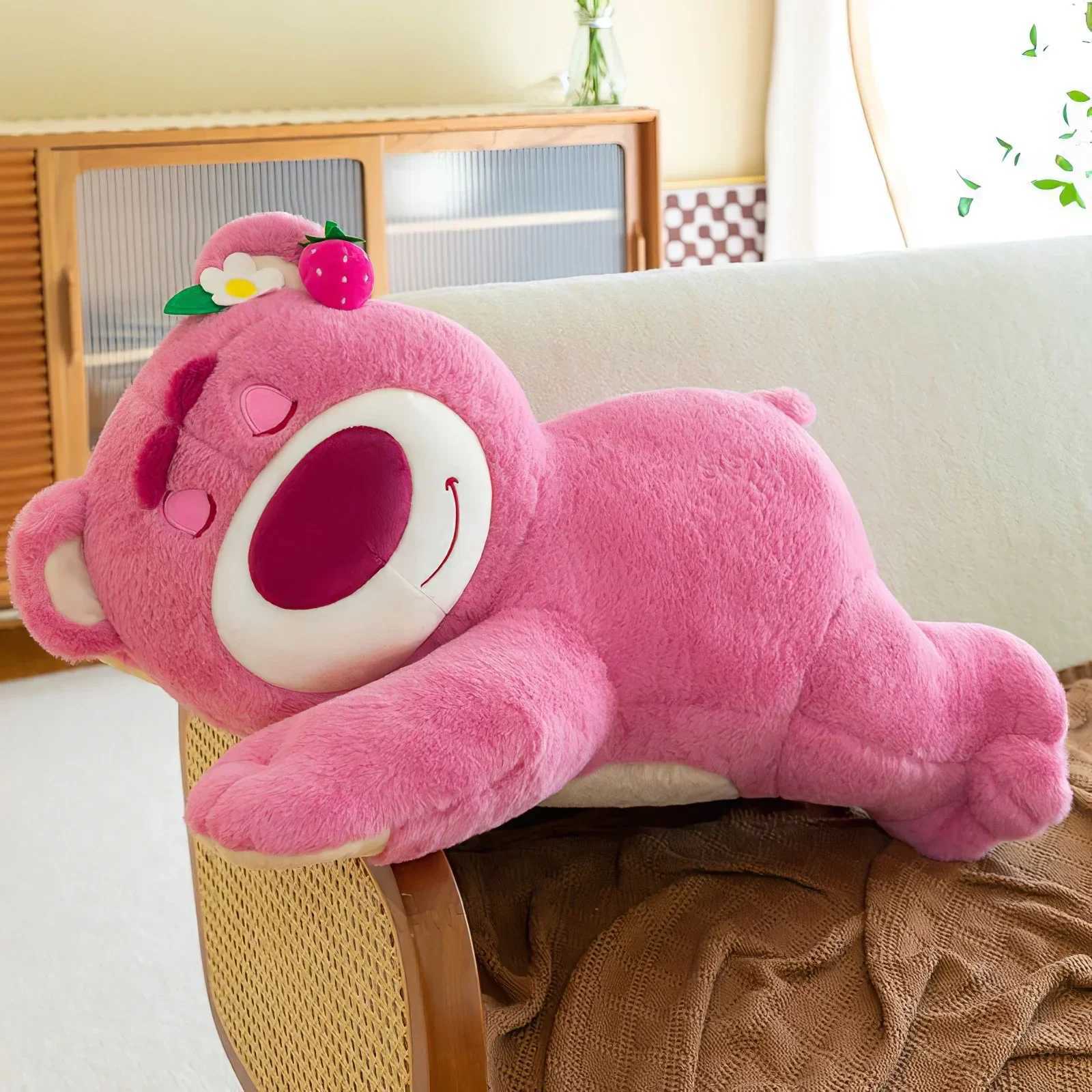 80cm Anime Lots-o-Huggin Bear Plush Toy KAWaii Lying in Bed Sleeping Loso Bear Plush Soft Fill Doll Pillow Birthday Gift X250322