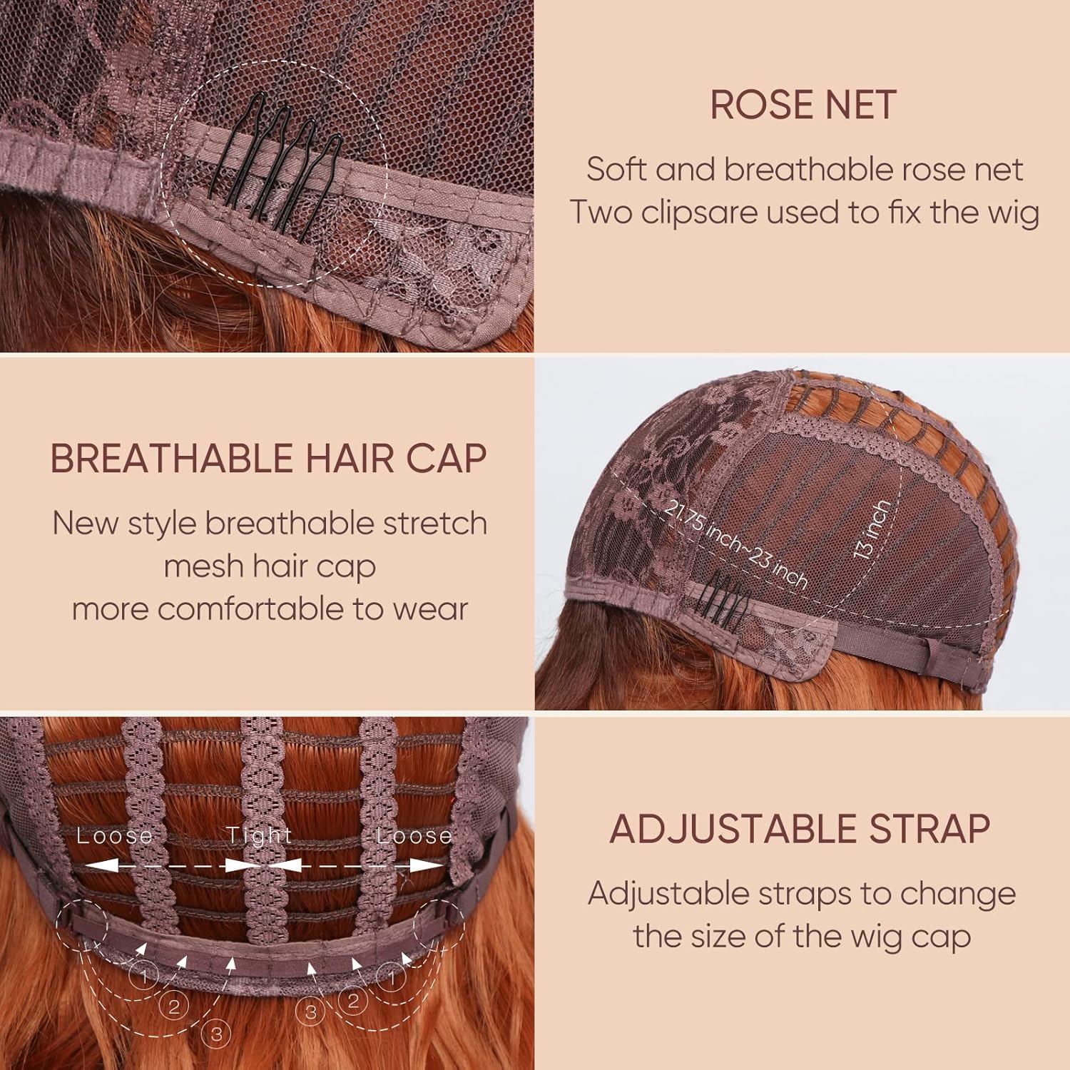 Short Copper Red Wigs for Women Fox Red Wig Ombre Red Dark Root Culy Bob Wigs with Bangs Ginger Hair Wig Wavy Synthetic Wigs(12Inches)