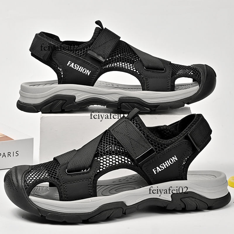 Summer Mens 2025 Soft Leather Casual Sandals: Outdoor Cover Anti-Slip Wear-Resistant Men Hot Closed Toe Sandals :