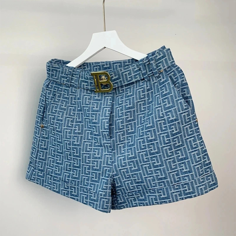 5 Colors for Option Pink Texture Washed Denim Shorts for Women with Belt Casual Style Quality Jeans Trousers 250319