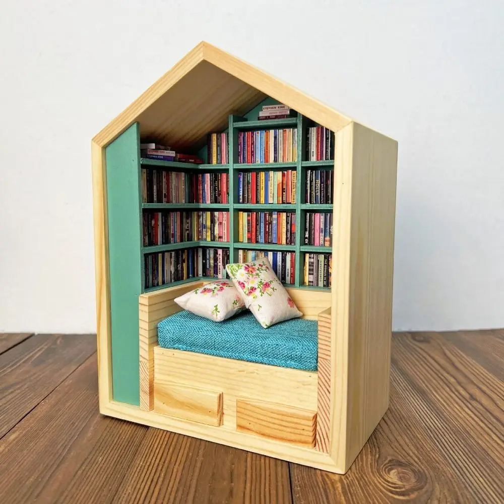 Anxiety Bookroom Creative Resistant Bookshelf Mini Book Matchbox Wooden Sensory Study Decoration 250318
