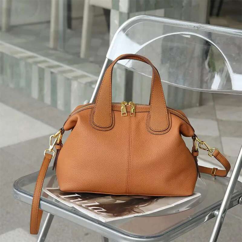 Large Capacity Genuine Leather Tote Women's High-End Commuter Bag Crossbody Chain Soft Brand Cowhide Pillow Handbag