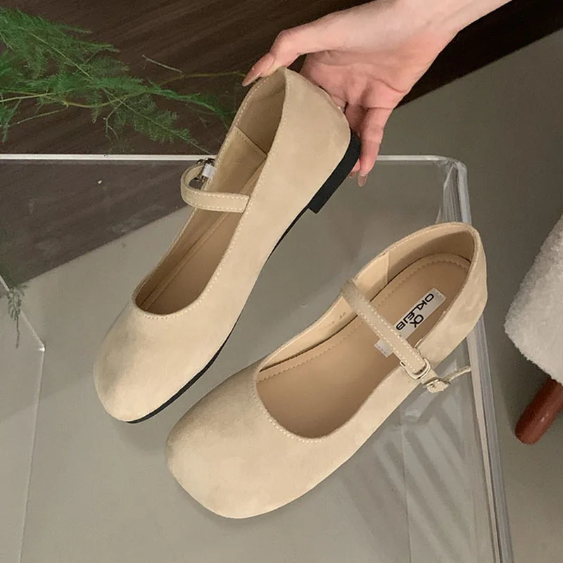 Female Fashion Shallow Footwear Flats Mary Janes Shoes For Women In Spring Summer Buckle Strap Ladies Flats With Shoes 250322