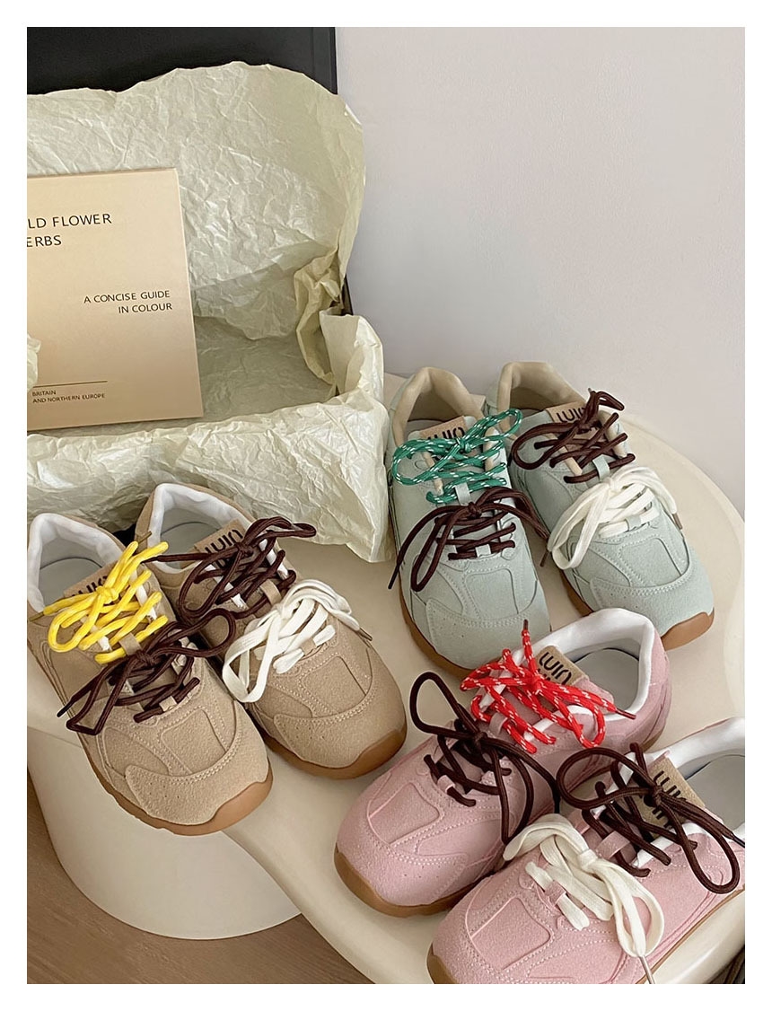 Women's casual retro internet-famous casual shoes New style Color-blocked Niche Irregular shoelaces Versatile sports shoes