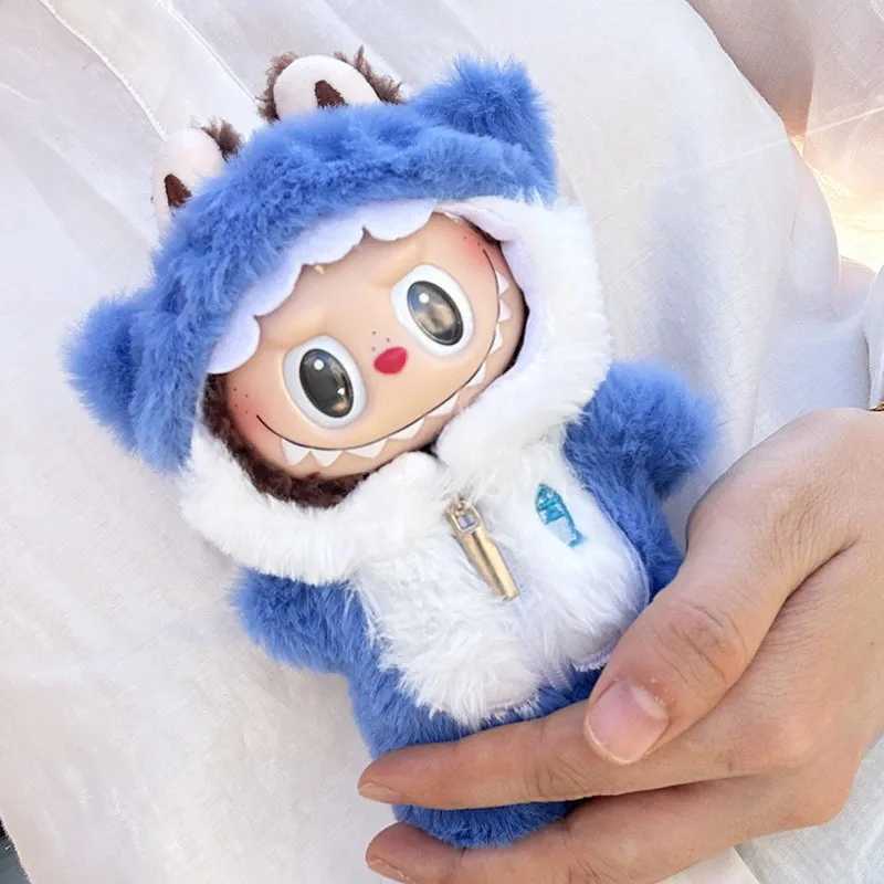 15cm/17cm Labubu I II Doll Clothing Cute Leg Hug Blue Shark Clothing Accessories Plush Doll Clothing Z250322