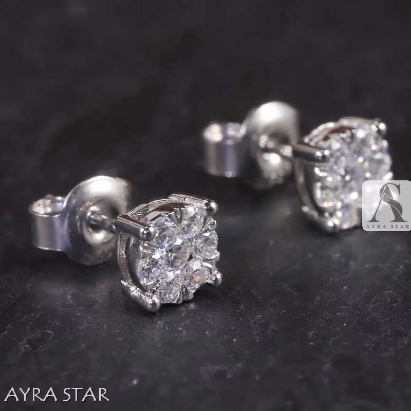 Ready Ship Lab Grown Dia Stud Earrings 0.25CT to 3CT FROM India in S Sterg Sier GOLD Quick Delivery