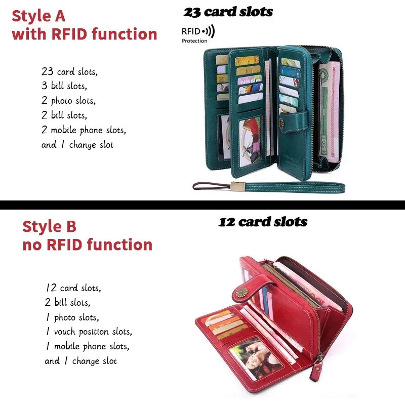 Wallet Womens, Long hot Wallets for Ladies: Women's Large Capacity Leather Clutch with RFID Anti-theft Protection and Card Holder