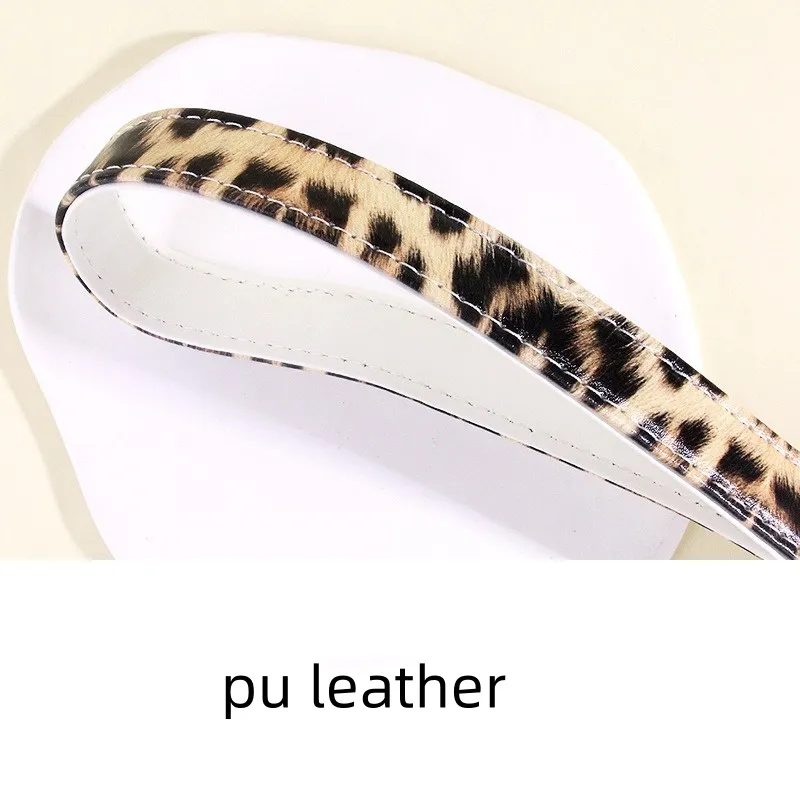 Leopard Print Leather Pet Collar Dog Chest Back Leash Adjustable Fashion Dog Collar Cat Collar Pet Supplies