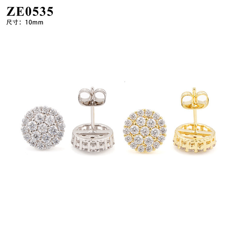Diamond heating sales new S925 pure silver inlaid with D-color round Mozambique earrings classic earrings for men and women