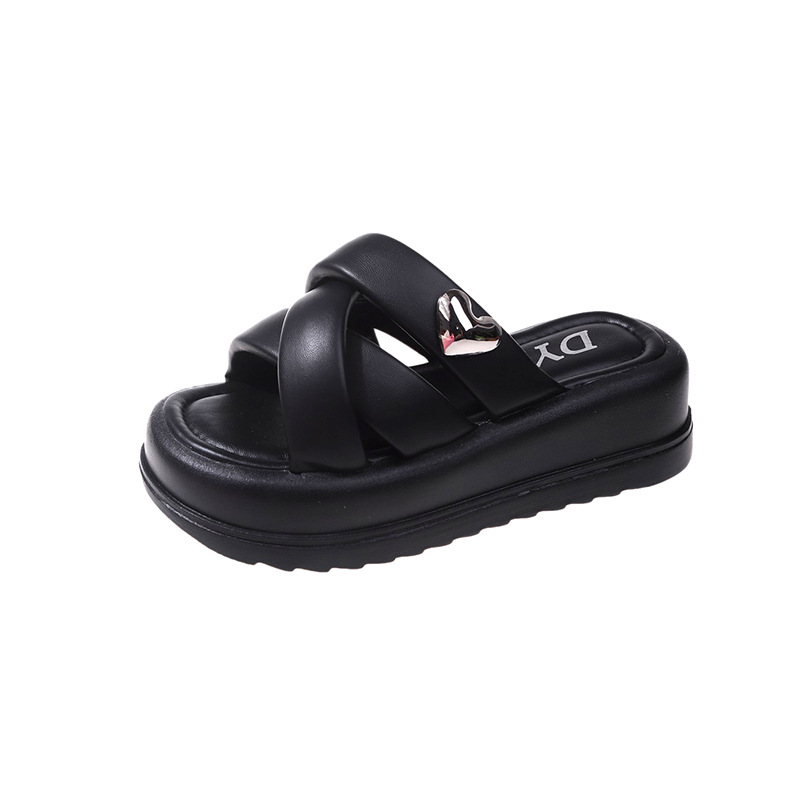 Round toe single shoes Designer Slipper free Shipping Sandals thick soled sandals straight shoes small sponge slippers