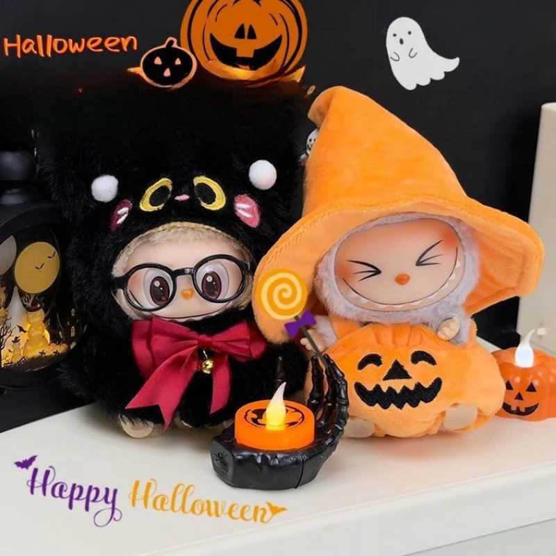 For labubu Halloween pumpkin doll costume cute black cat vinyl doll dress up clothes without dolls Z250322