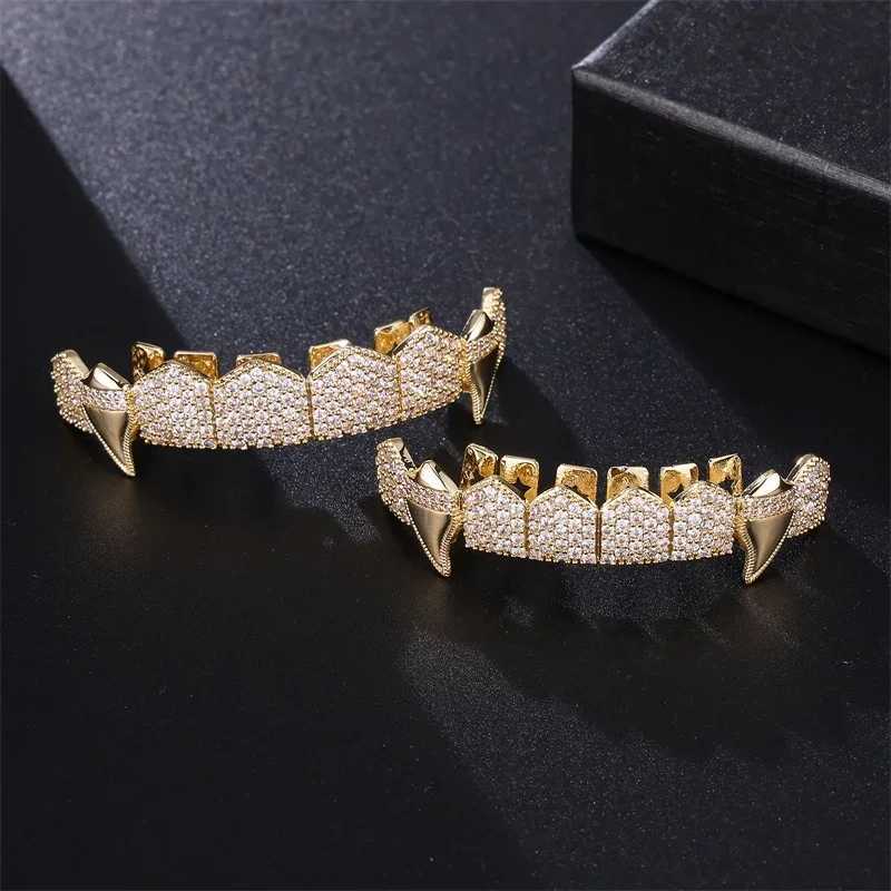 Hip Hop Full CZ Stones Teeth Grillz Cs Cubic Zircon d Out Micro Pave Mens and Womens Jewelry Charm GrillXJ250322