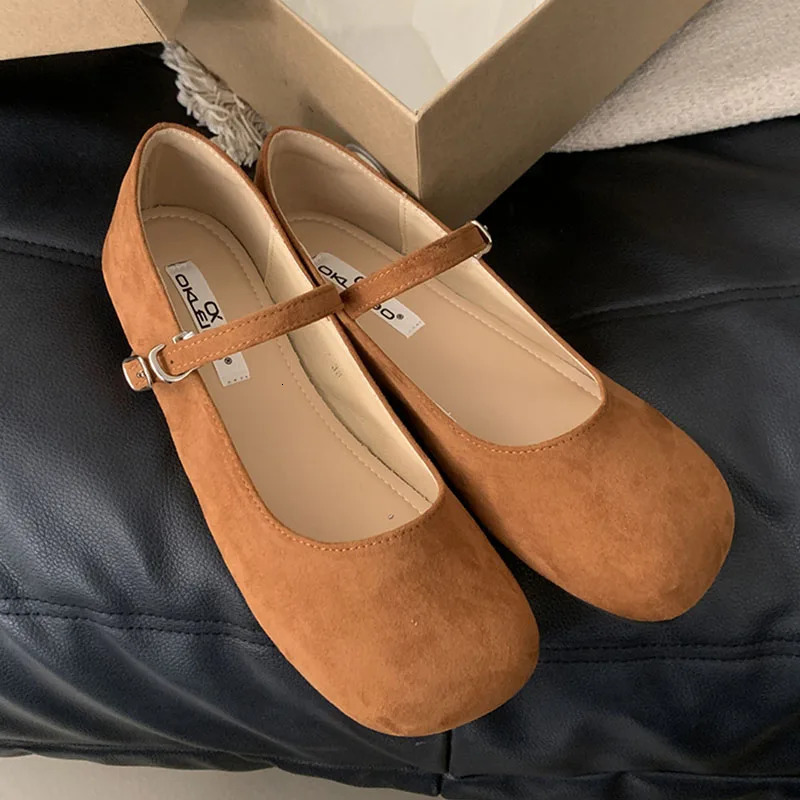 Female Fashion Shallow Footwear Flats Mary Janes Shoes For Women In Spring Summer Buckle Strap Ladies Flats With Shoes 250322