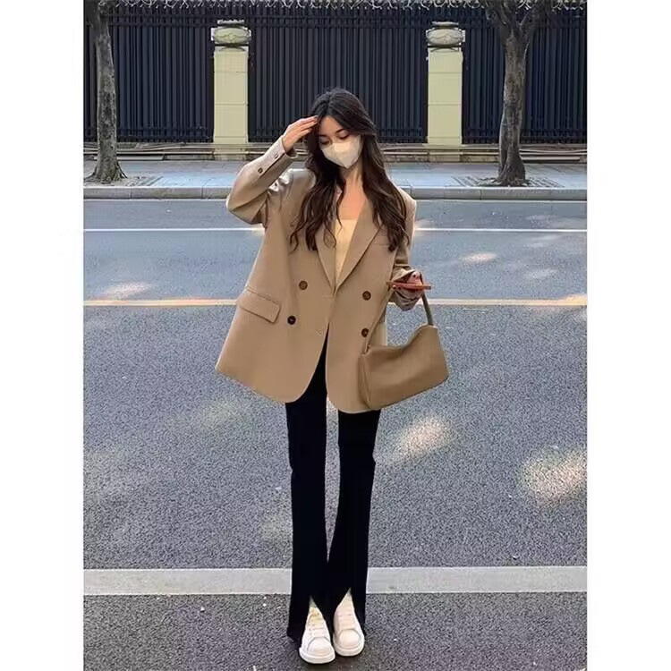 H3201Stylish Women's Petite Suit Jacket - Comfortable Loose Design for Spring and Autumn Seasons