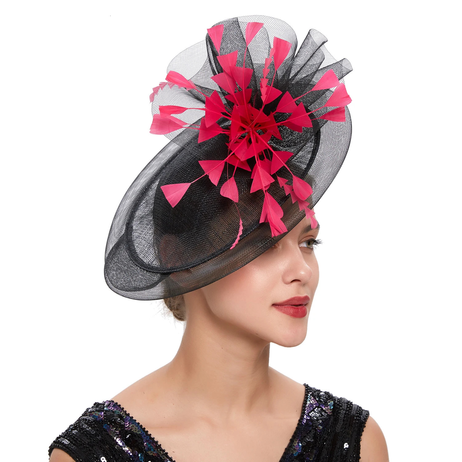 selling Christmas Sinamay Fascinator Perfect Wedding Hat Unique Derby Party Hat Fashionable Church Hat Bridal Female Fascinator 250320
