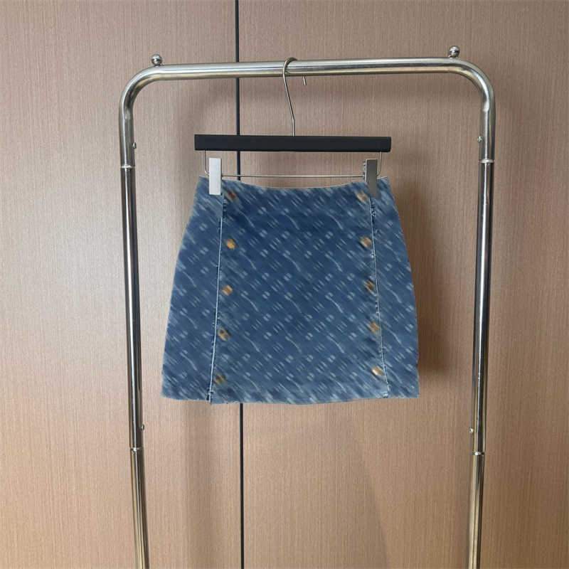 Blue denim designer skirt high quality Jacquard letters luxury gold buttons Decoration half skirts loose breathable summer skirt for women