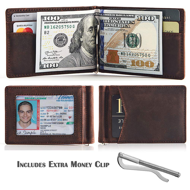 Classic Brush Finish Retro Leather Wallet for Men RFID Protected and Thin Profile