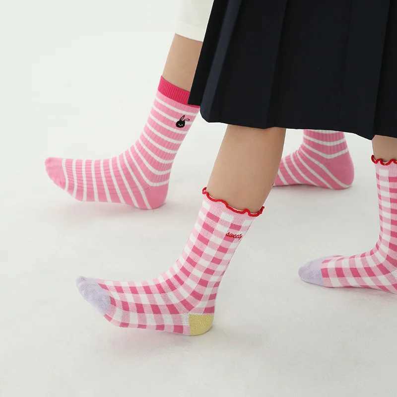 Childrens socks 3-12T girls fancy lace calf socks spring autumn cotton socks baby boys sports socks X2503221