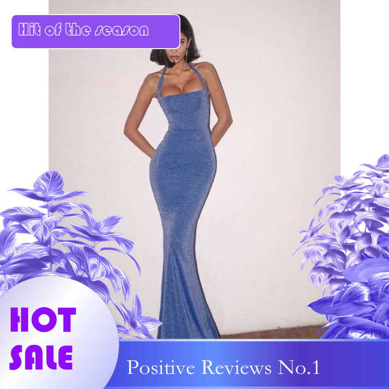 Dongdumaoyi Lente Nieuwe Vrouwen INS High End Elegante Halter Tie Back Backless Slim Fit Jurk C