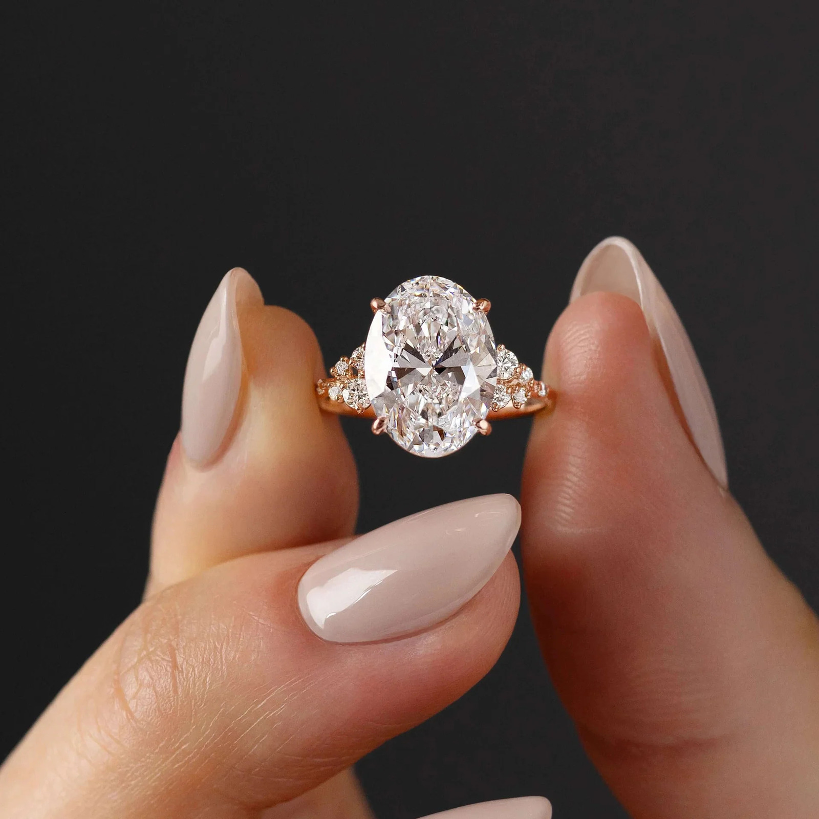 1ct 2ct 3ct gold-plated oval cut 925 sterling silver ring womens zircon cluster engagement ring 250311