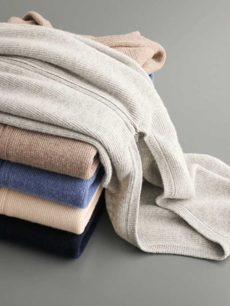 Luxury Men 00% Merino Wool Hooped Cardigan Autumn Winter Thick Warm Cashmere Sweater Casual Zipper Hoodie Male Soft Coat Top W250322