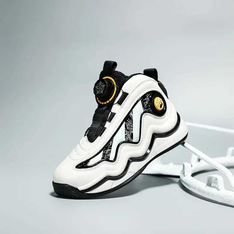 High quality 31-39 elastic and wear-resistant buckle basketball shoes for children suitable for boys non slip casual sports X250322