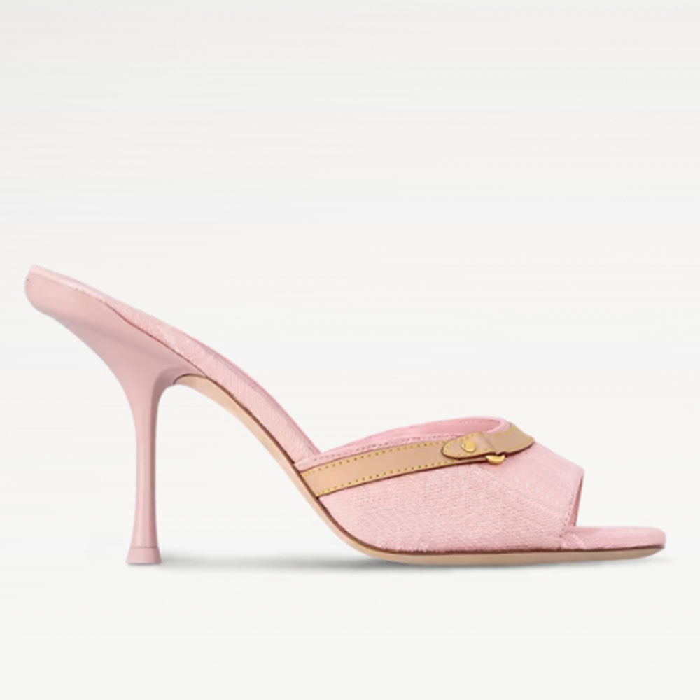 Pink 6AM Mule womens designer pink denim mule 1ADIFX stiletto heel upper for a refined look luxury 6am pink heel Leather outsole summer tm mules high heeled 6AM mule