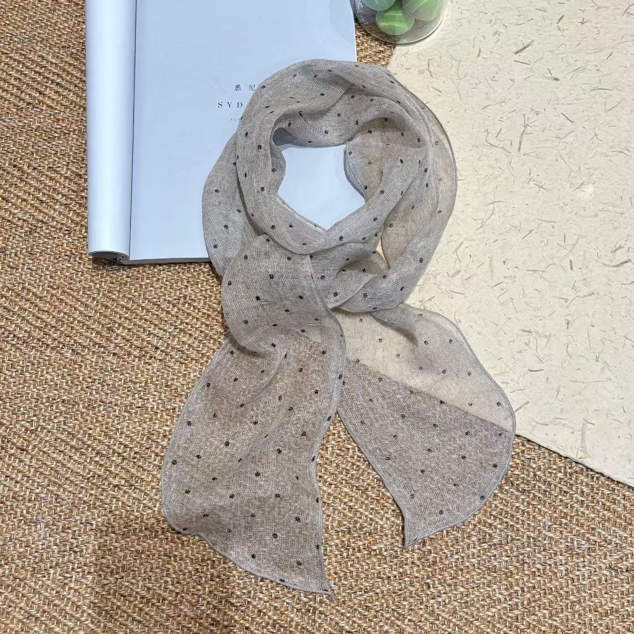 T335 Spring and Summer Japanese and Korean Linen Pastoral Style Scarf Forest Series Long Silk Scarf Artistic Retro Style Neck Scarf