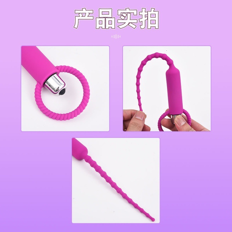 Vibrating Penis Plug Urethral Sound Dilator Urethral Stretching Catheter, Silicone Urethral Vibrator Sounding Sex Toys for Men Y18102605