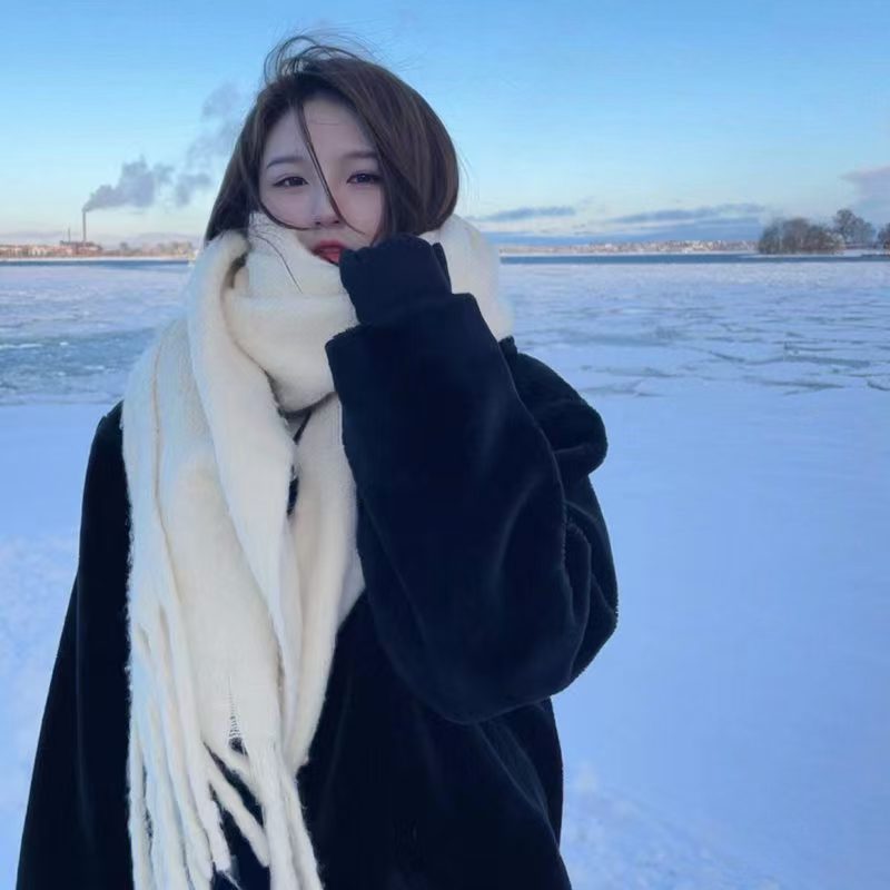 K202 2025 new home style solid color imitation cashmere scarf candy color soft student couple warm neck shawl