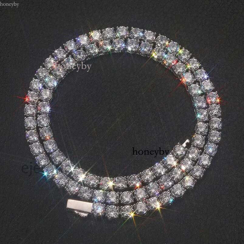 High Quality Moissanite Iced Out Tennis Chain Men Pass VVS1 Dia Test Gold Sier Chokers Necklaces Party Gift For Women