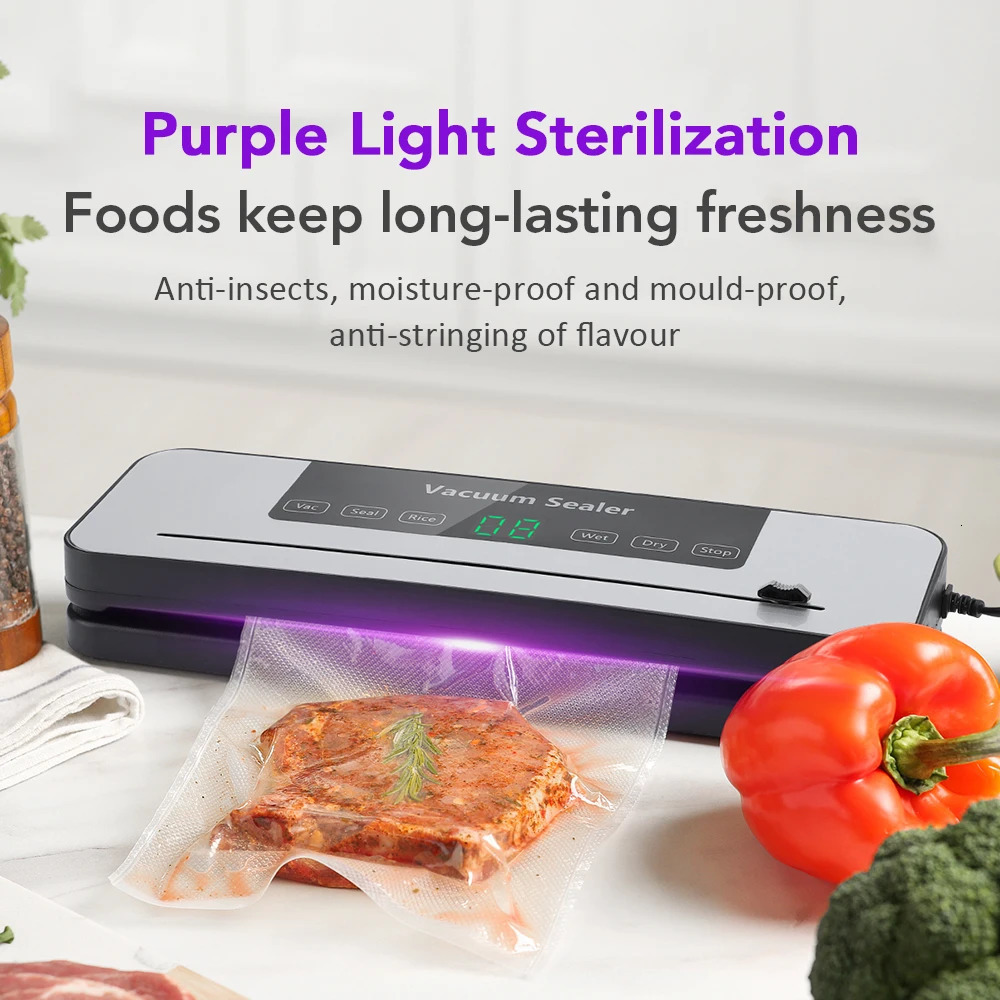 2 in 1 Vacuum Sealer Machine Dry Wet Food Packaging Machine Kitchen Food Storage Sealing Machine Built-in Cutter Vacuum Packer 250314