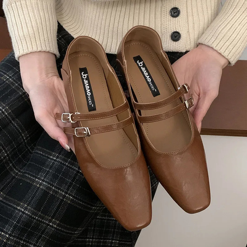 Fashion Buckle Strap Women Flats Mary Janes Shoes In Spring Summer Female Shallow Footwear Ladies Flats With Shoes 250322